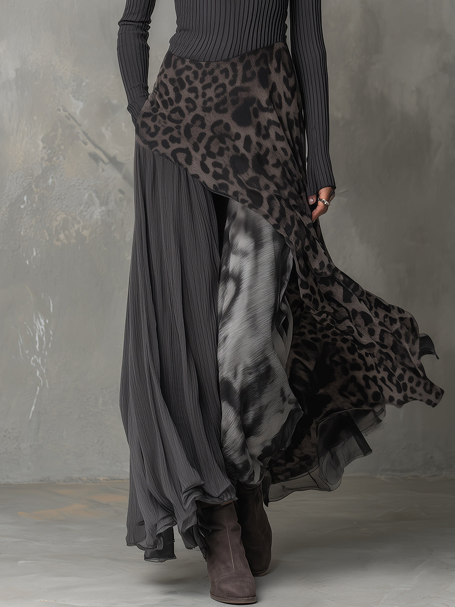 Martina | Abito lungo in stile bohemien con stampa leopardata