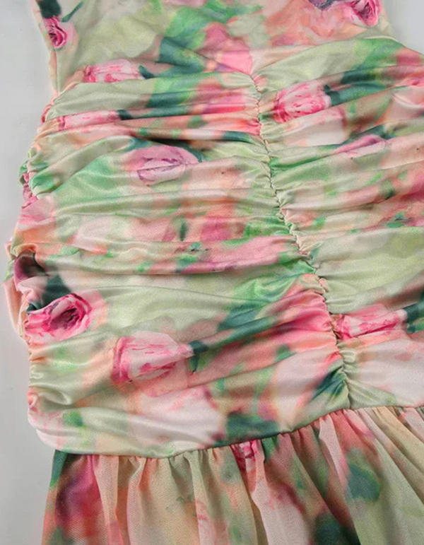Fiorellina | Abito lungo a corsetto con stampa floreale romantica