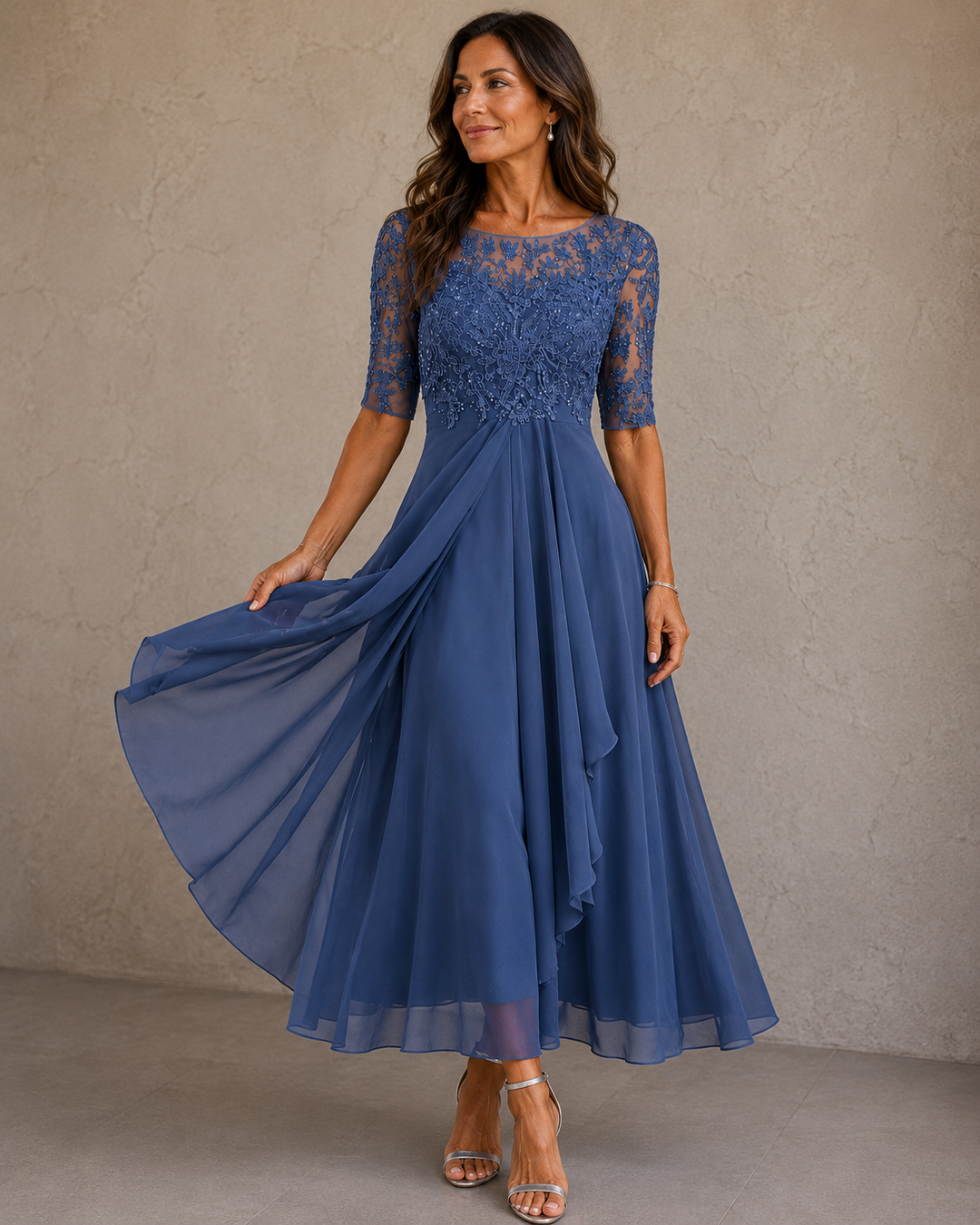 Abella™ | Abito in Pizzo e Chiffon
