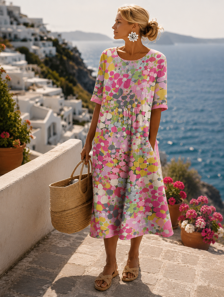 Elena | Abito midi floreale leggero e fluido