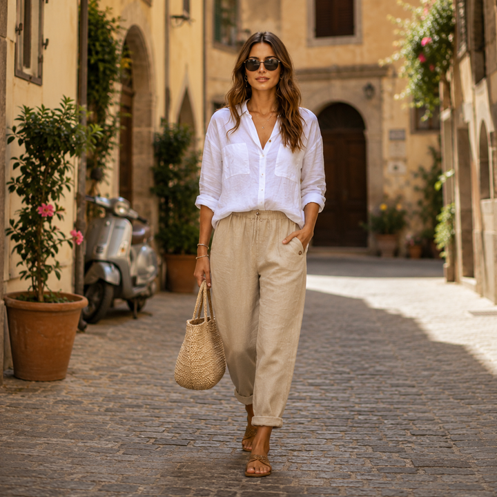 Rosa | Pantaloni in Lino Leggeri
