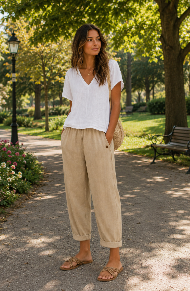 Rosa | Pantaloni in Lino Leggeri