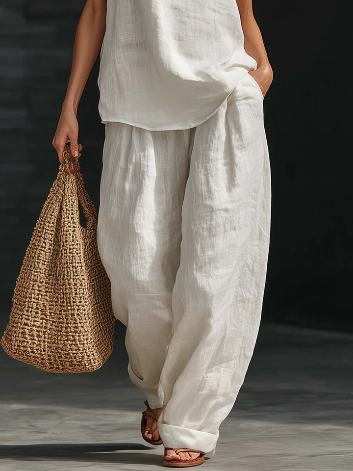 Carlotta | Set elegante senza maniche con pantaloni ampi