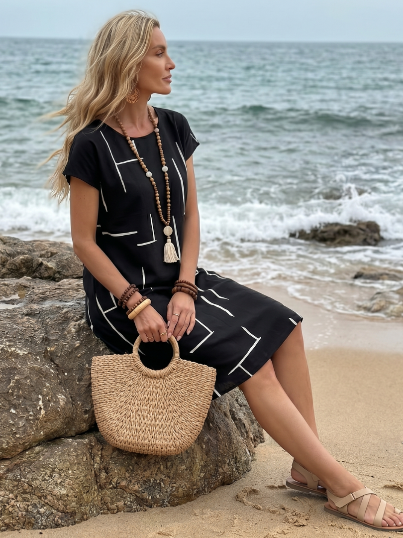 Elunara - Airy Dress with Abstract Print
