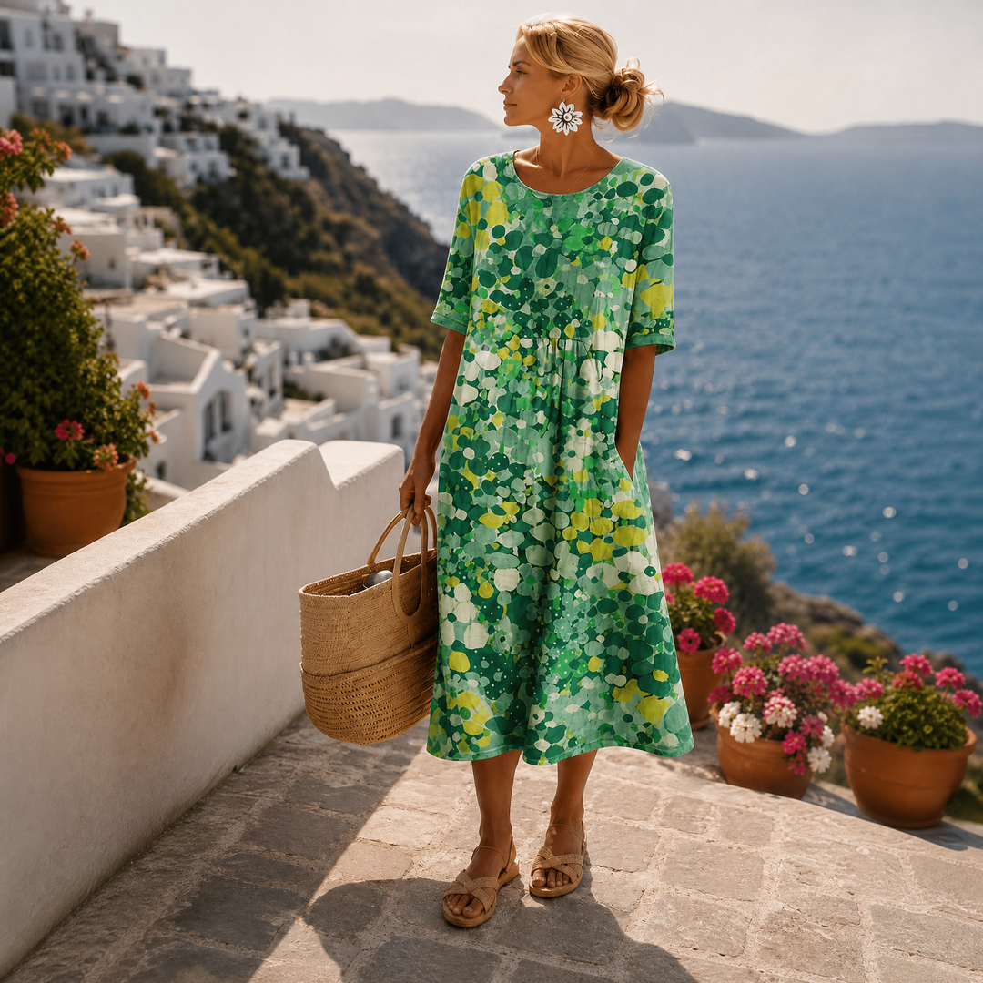 Elena | Abito midi floreale leggero e fluido