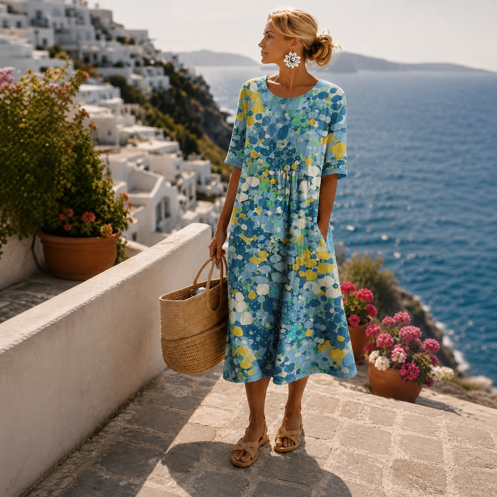 Elena | Abito midi floreale leggero e fluido
