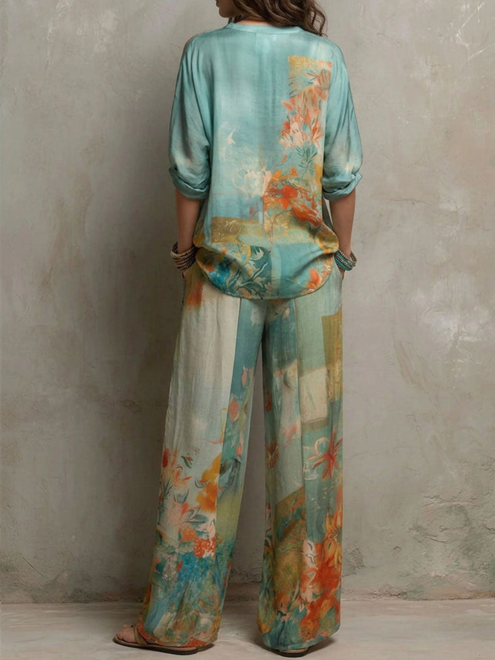 Chiara | Set elegante stampa floreale con pantalone ampio