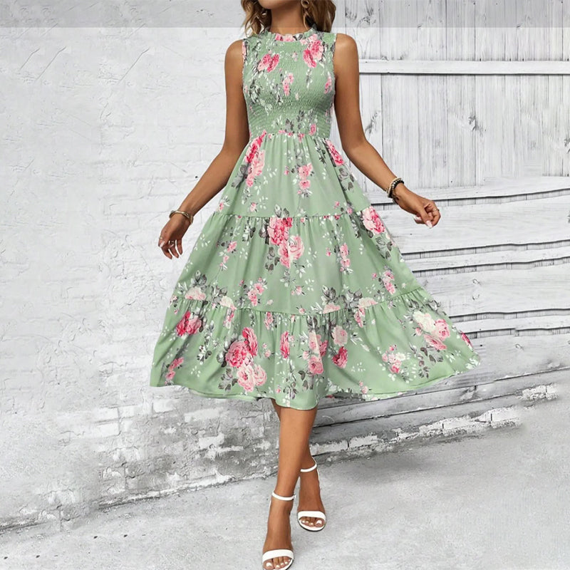 Selena - Sleeveless Summer Dress with Floral Pattern