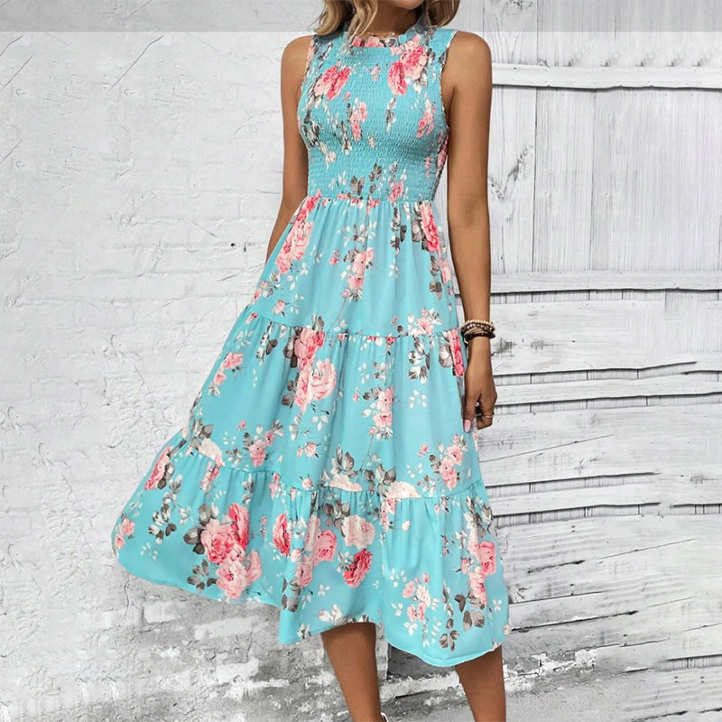 Selena - Sleeveless Summer Dress with Floral Pattern