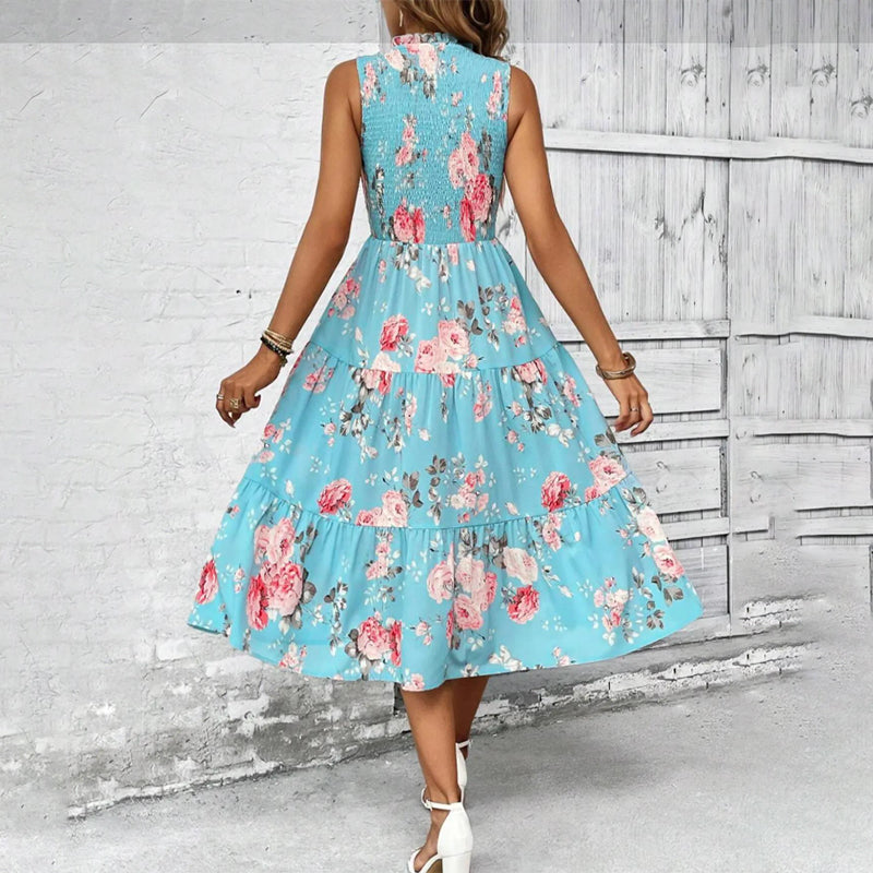 Selena - Sleeveless Summer Dress with Floral Pattern