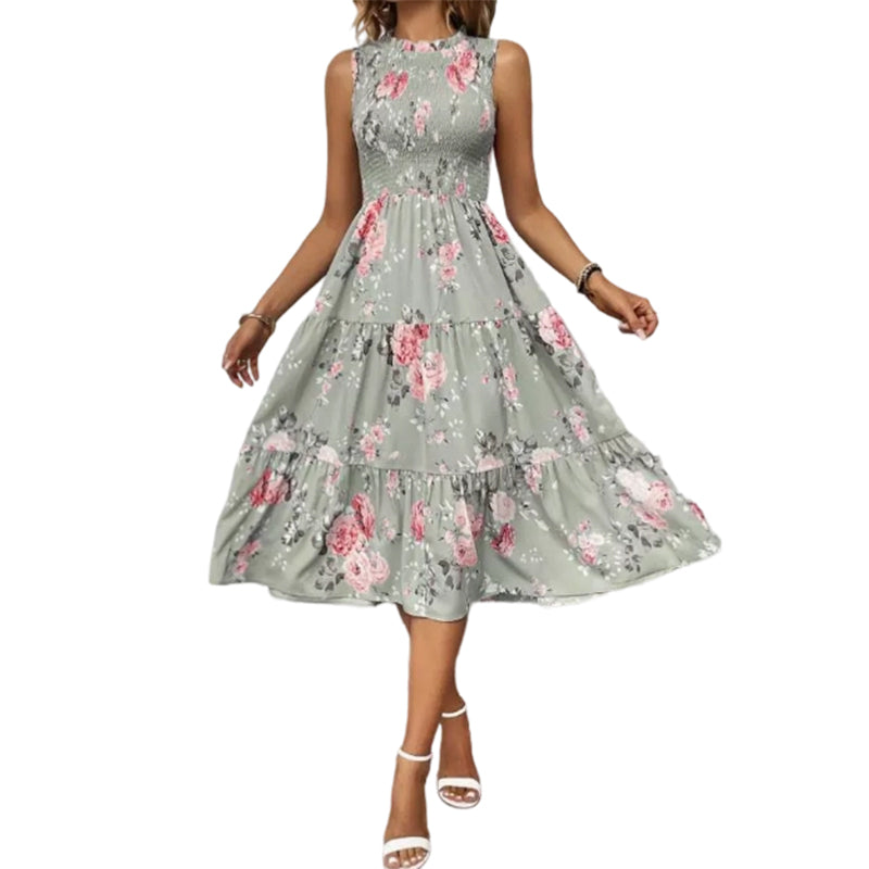 Selena - Sleeveless Summer Dress with Floral Pattern