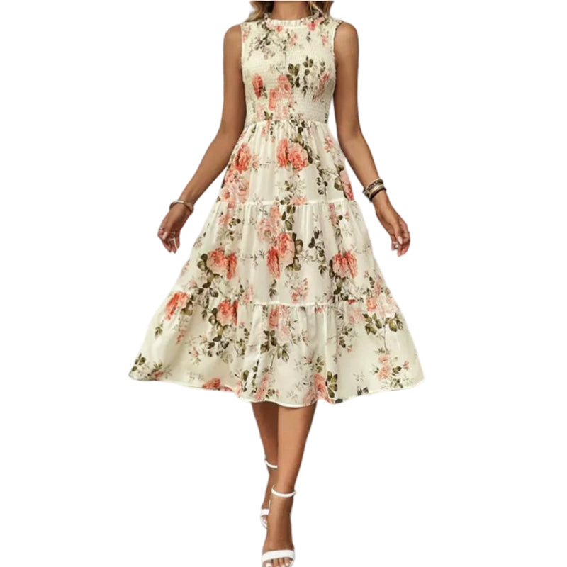 Selena - Sleeveless Summer Dress with Floral Pattern